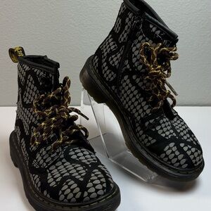 Dr. Martens Black and Gray Kid’s Combat Boots